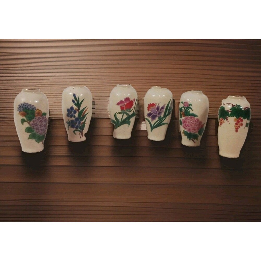 Homco Japan Mini Vases Set Of 6 Floral Decor